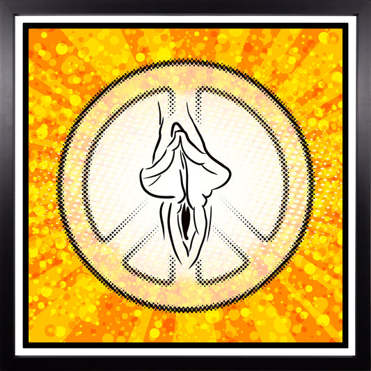 YoniPopArt "Peace" inklusive Echtholz-Rahmen