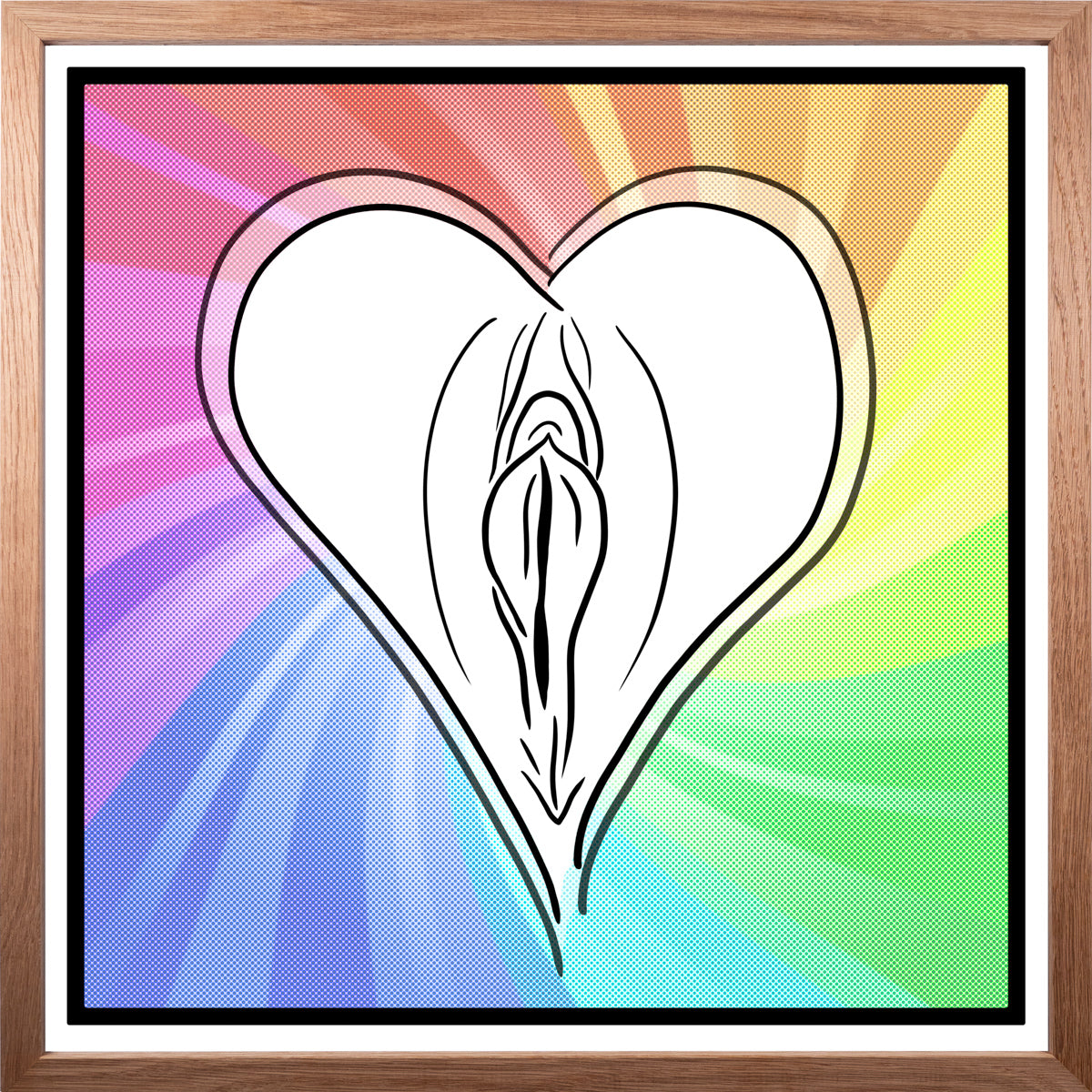 YoniPopArt "Rainbow" inklusive Echtholz-Rahmen