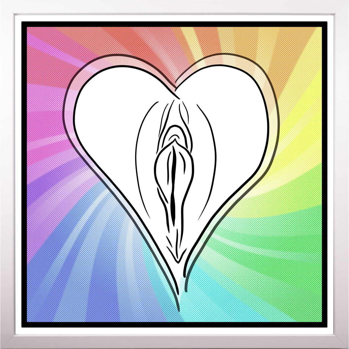 YoniPopArt "Rainbow" inklusive Echtholz-Rahmen