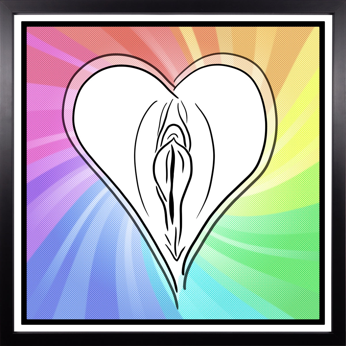YoniPopArt "Rainbow" inklusive Echtholz-Rahmen
