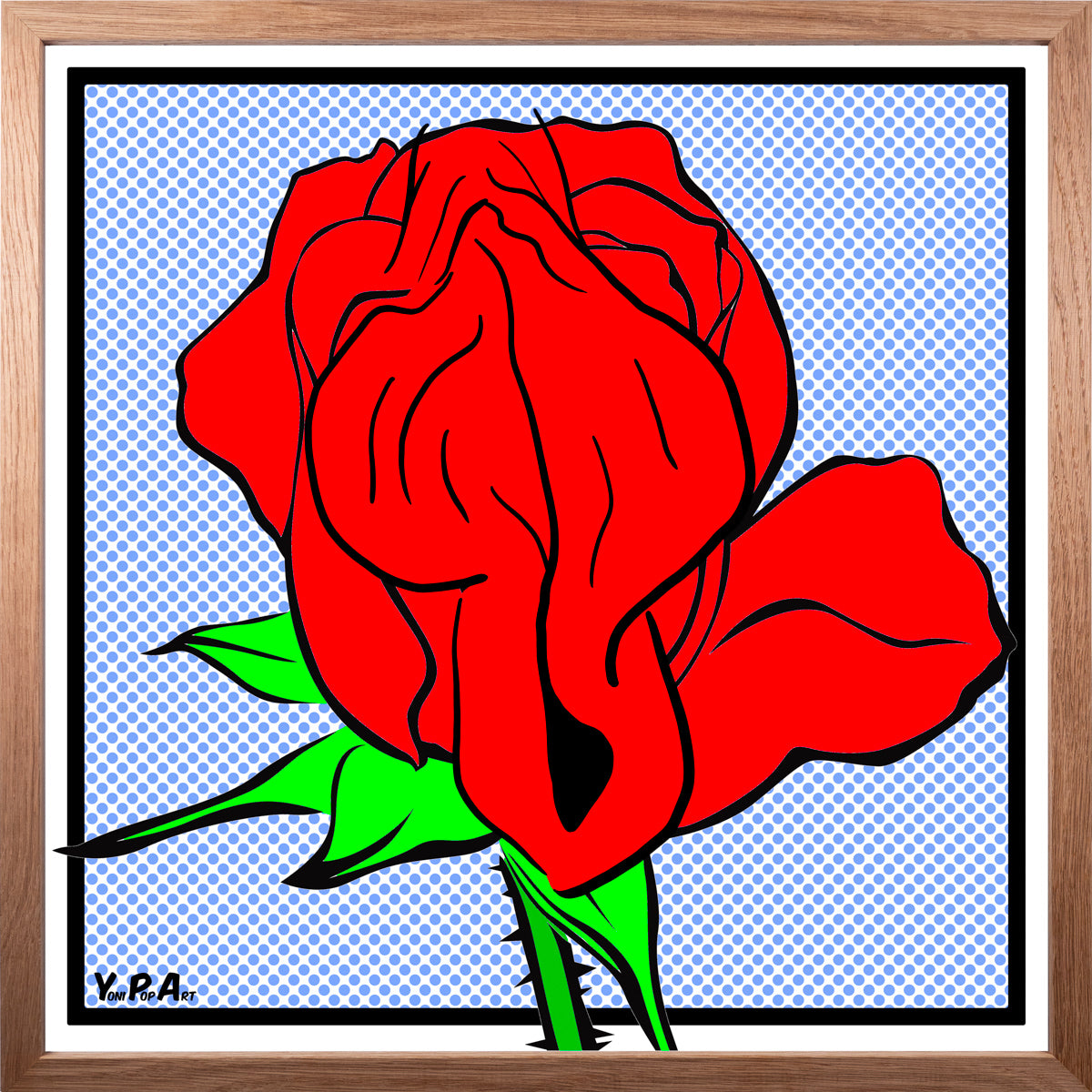 YoniPopArt "Rose" inklusive Echtholz-Rahmen