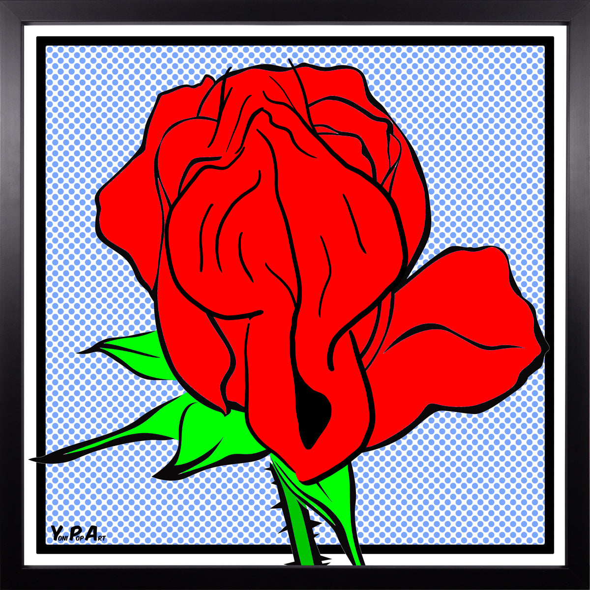 YoniPopArt "Rose" inklusive Echtholz-Rahmen