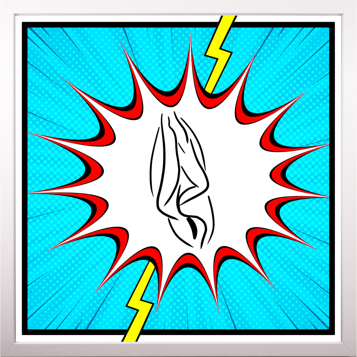 YoniPopArt "Flashed" inklusive Echtholz-Rahmen