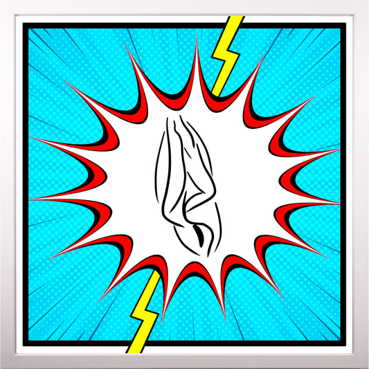YoniPopArt "Flashed" inklusive Echtholz-Rahmen