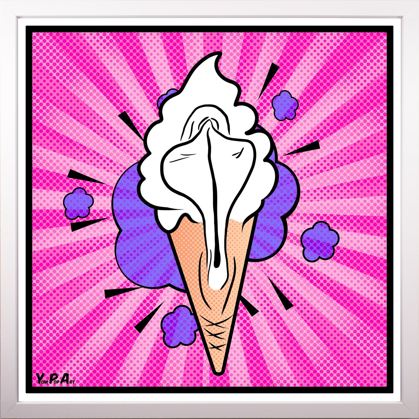 YoniPopArt "lick it" inklusive Echtholz-Rahmen