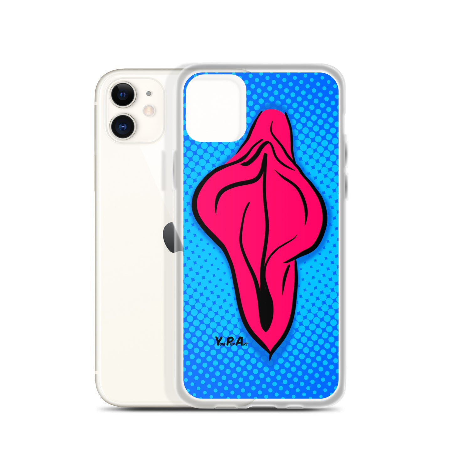 iPhone-Hülle YoniPopArt "pink flaps on blue points #2"