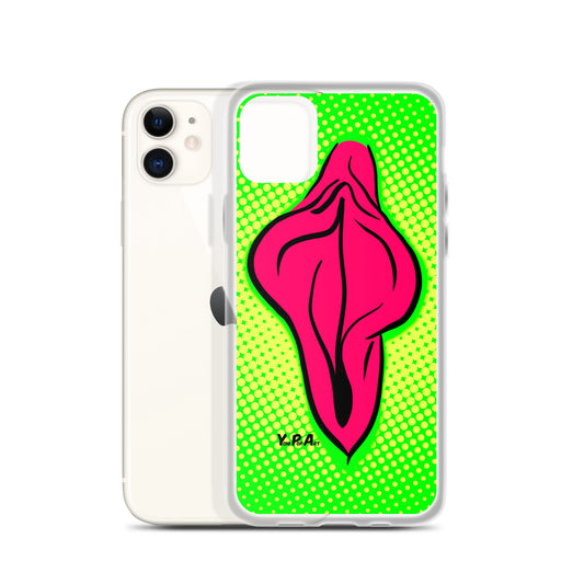 iPhone-Hülle YoniPopArt "pink flaps on green points #2"