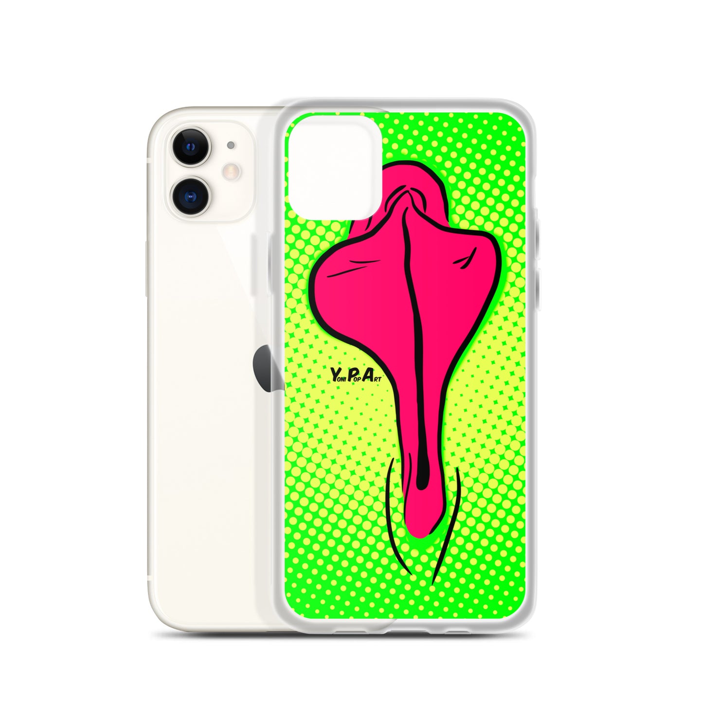 iPhone-Hülle YoniPopArt "pink flaps on green points"