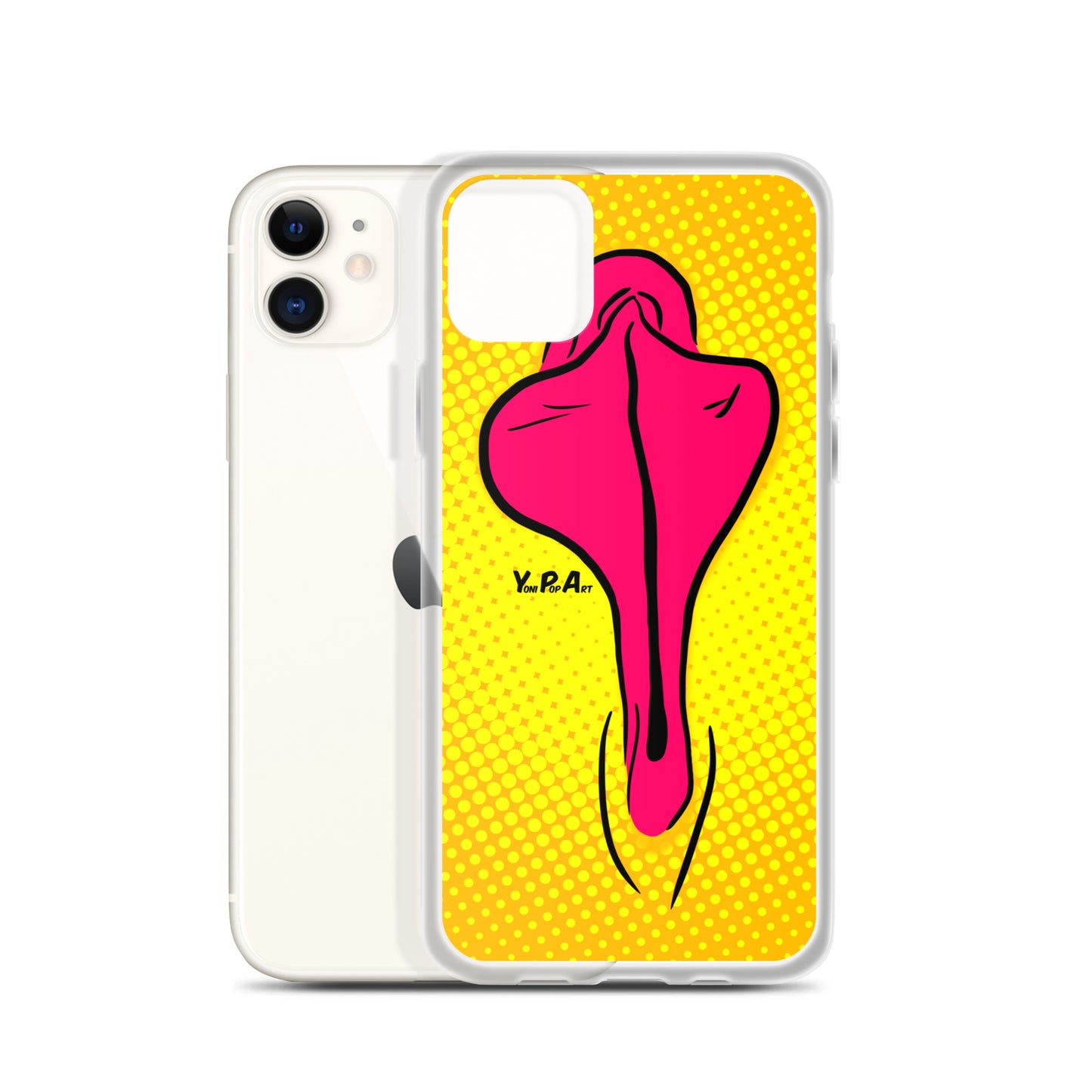 iPhone-Hülle YoniPopArt "pink flaps on yellow"