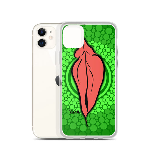 iPhone-Hülle YoniPopArt "pink flaps on green points #3"