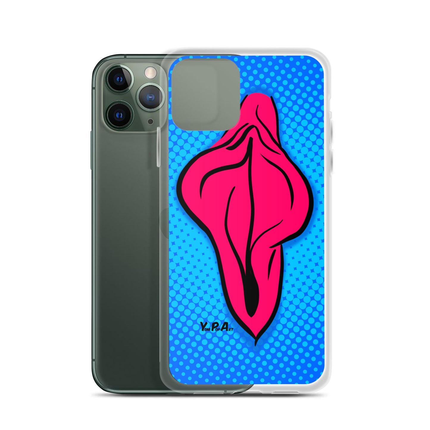 iPhone-Hülle YoniPopArt "pink flaps on blue points #2"