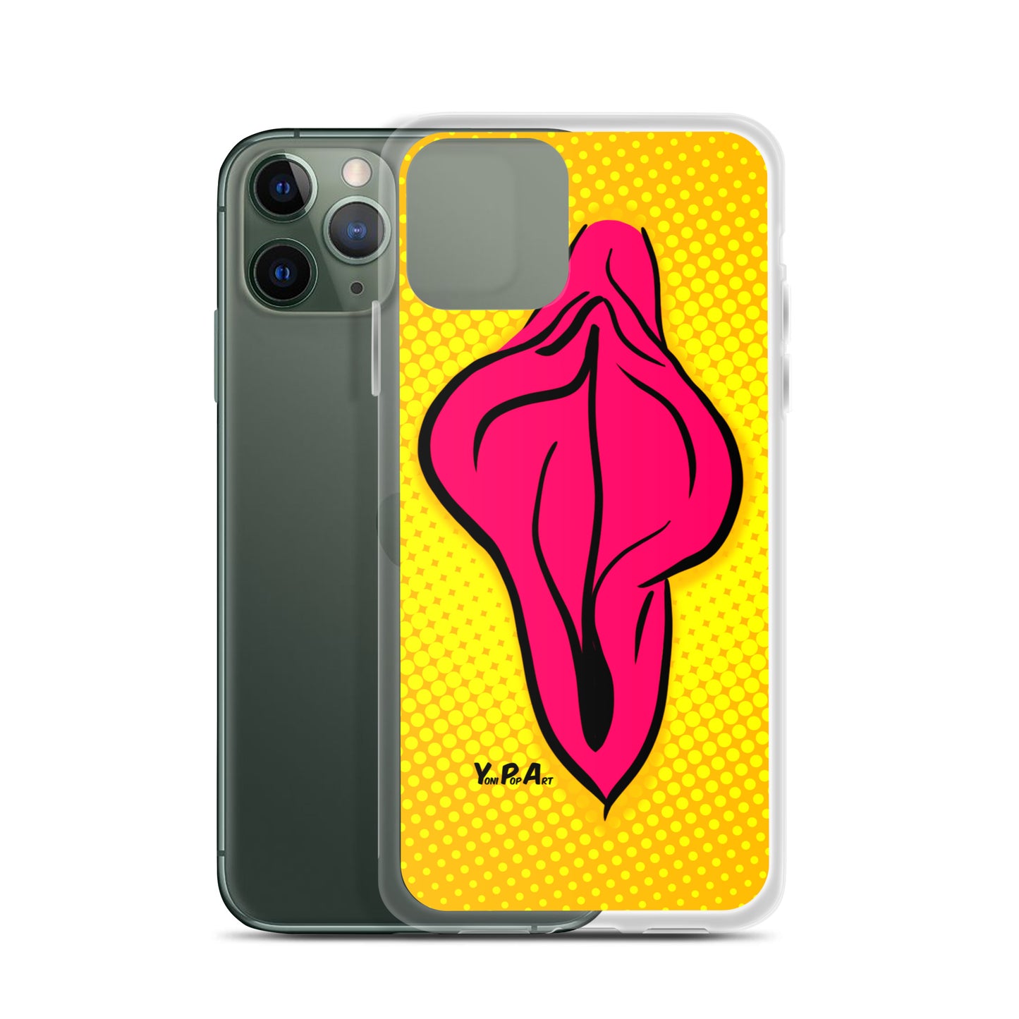 iPhone-Hülle YoniPopArt "pink flaps on yellow #2"