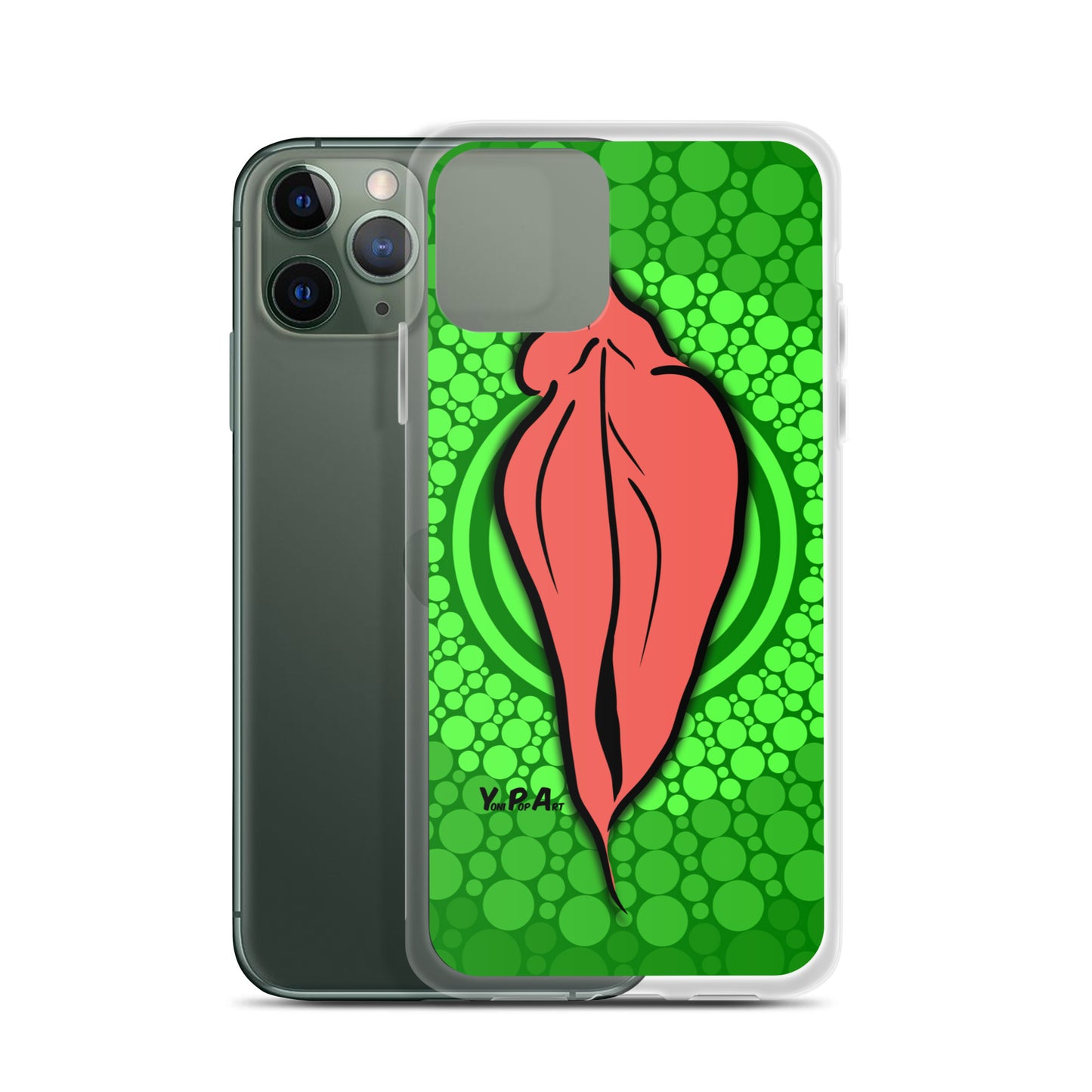 iPhone-Hülle YoniPopArt "pink flaps on green points #3"