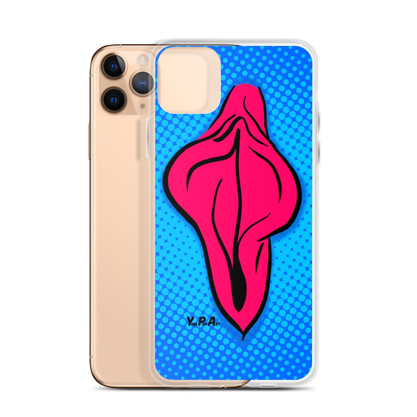 iPhone-Hülle YoniPopArt "pink flaps on blue points #2"