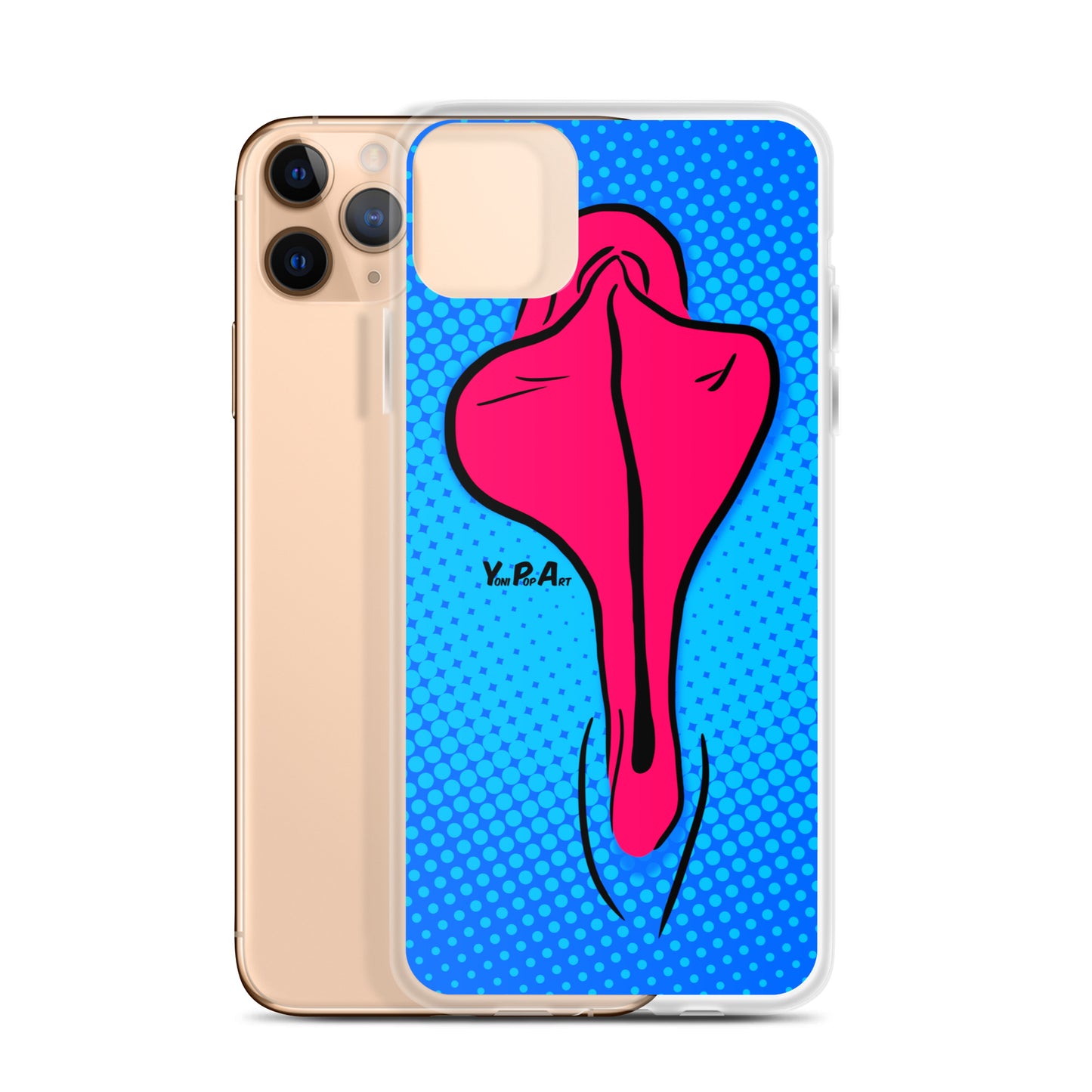 iPhone-Hülle YoniPopArt "pink flaps on blue points"