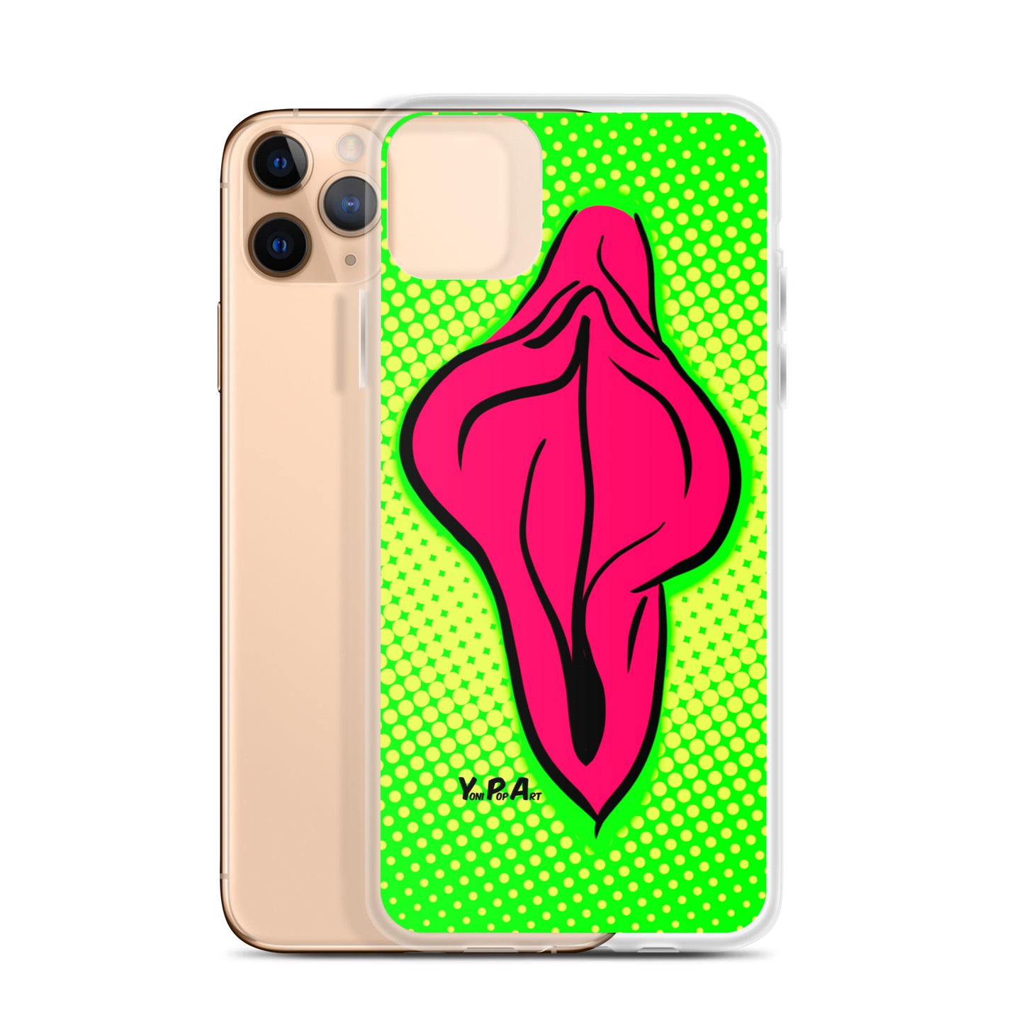 iPhone-Hülle YoniPopArt "pink flaps on green points #2"