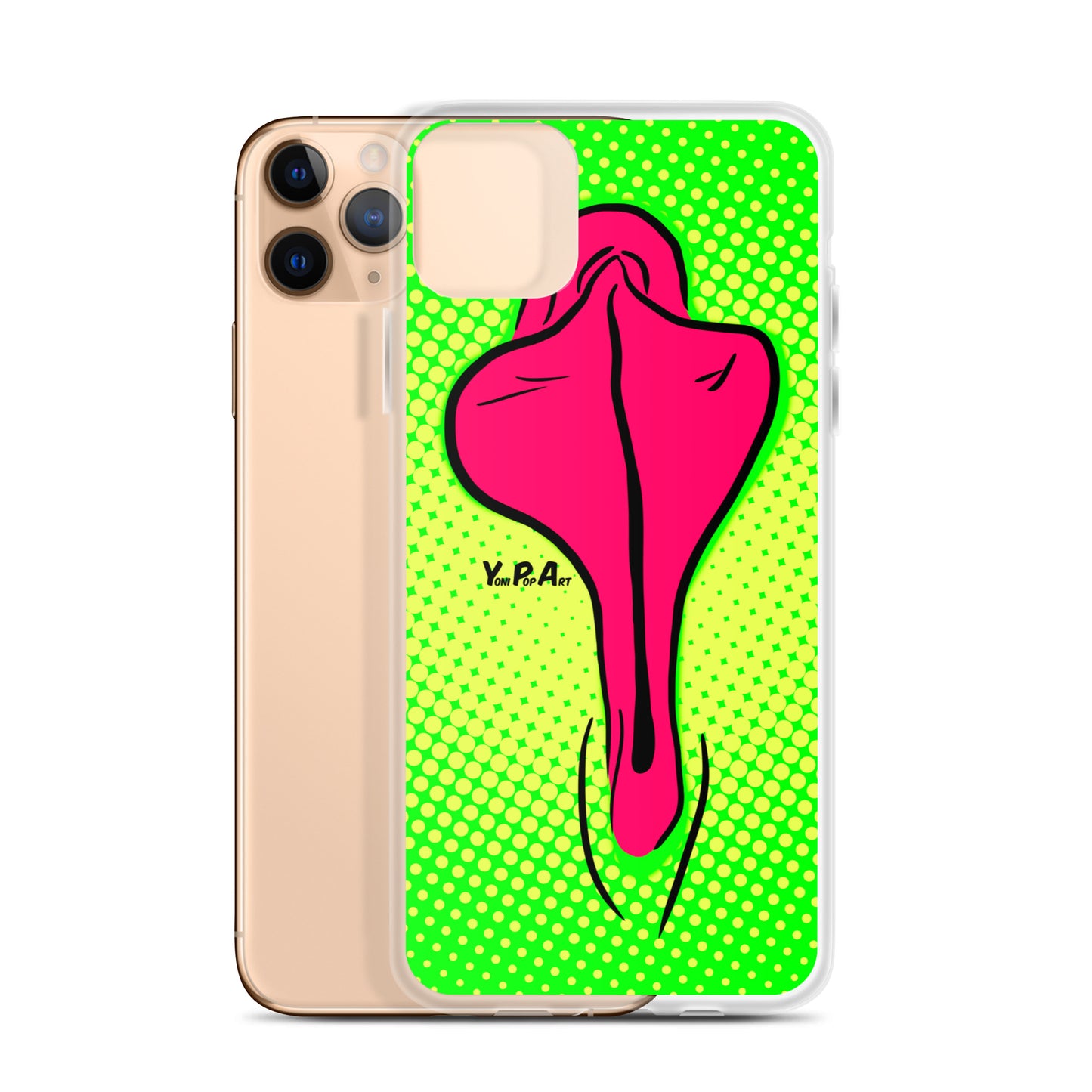 iPhone-Hülle YoniPopArt "pink flaps on green points"