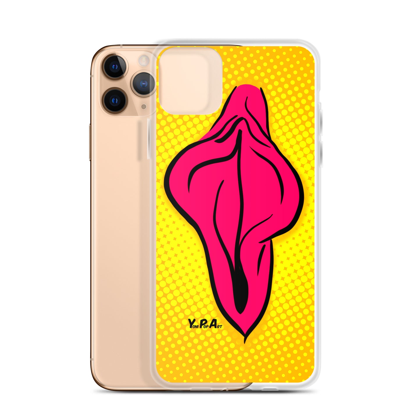 iPhone-Hülle YoniPopArt "pink flaps on yellow #2"