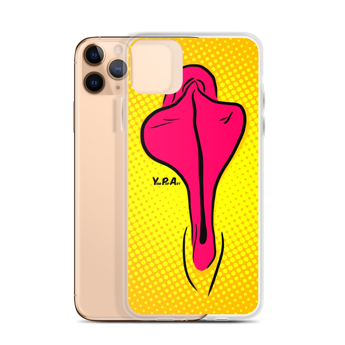 iPhone-Hülle YoniPopArt "pink flaps on yellow"
