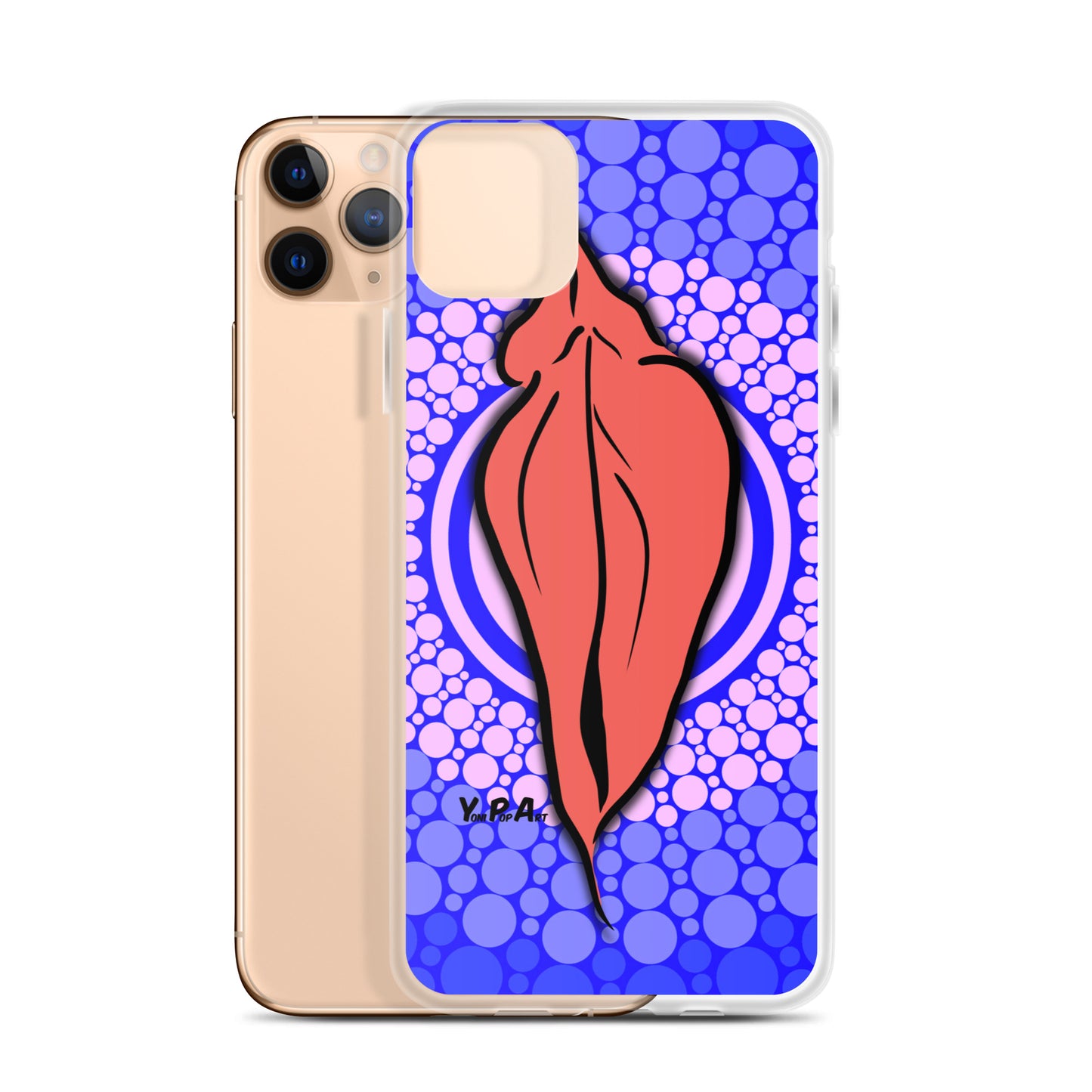 iPhone-Hülle YoniPopArt "pink flaps on blue points #3"