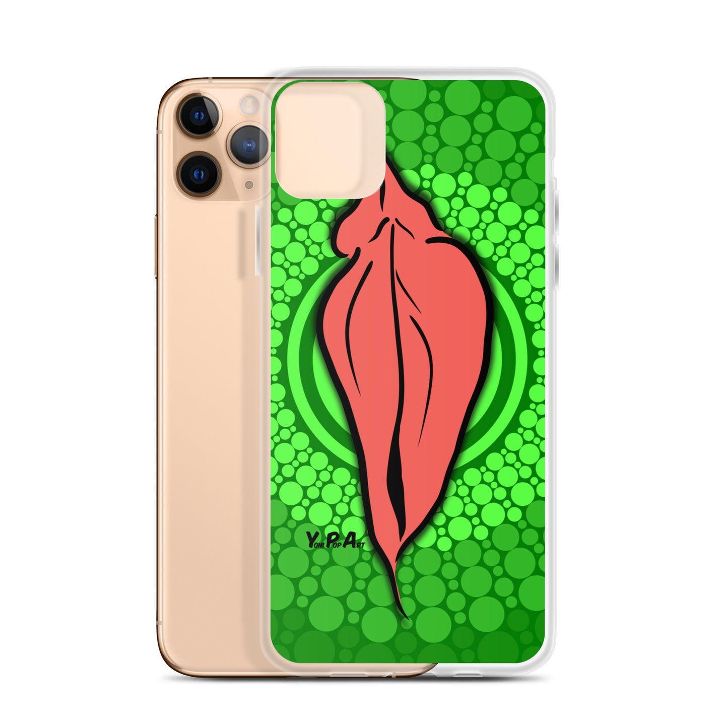 iPhone-Hülle YoniPopArt "pink flaps on green points #3"