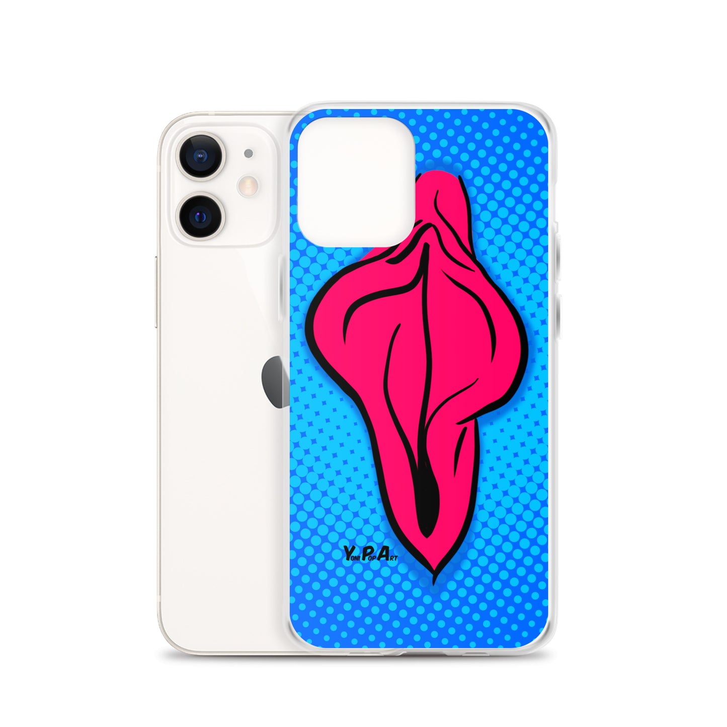 iPhone-Hülle YoniPopArt "pink flaps on blue points #2"