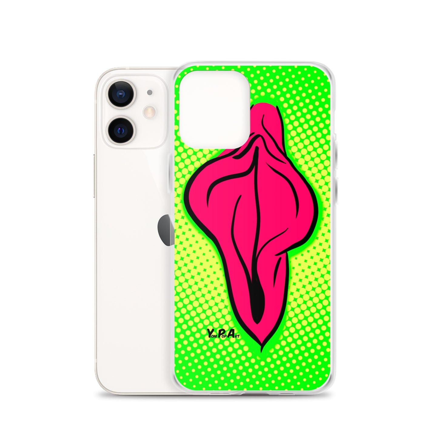 iPhone-Hülle YoniPopArt "pink flaps on green points #2"