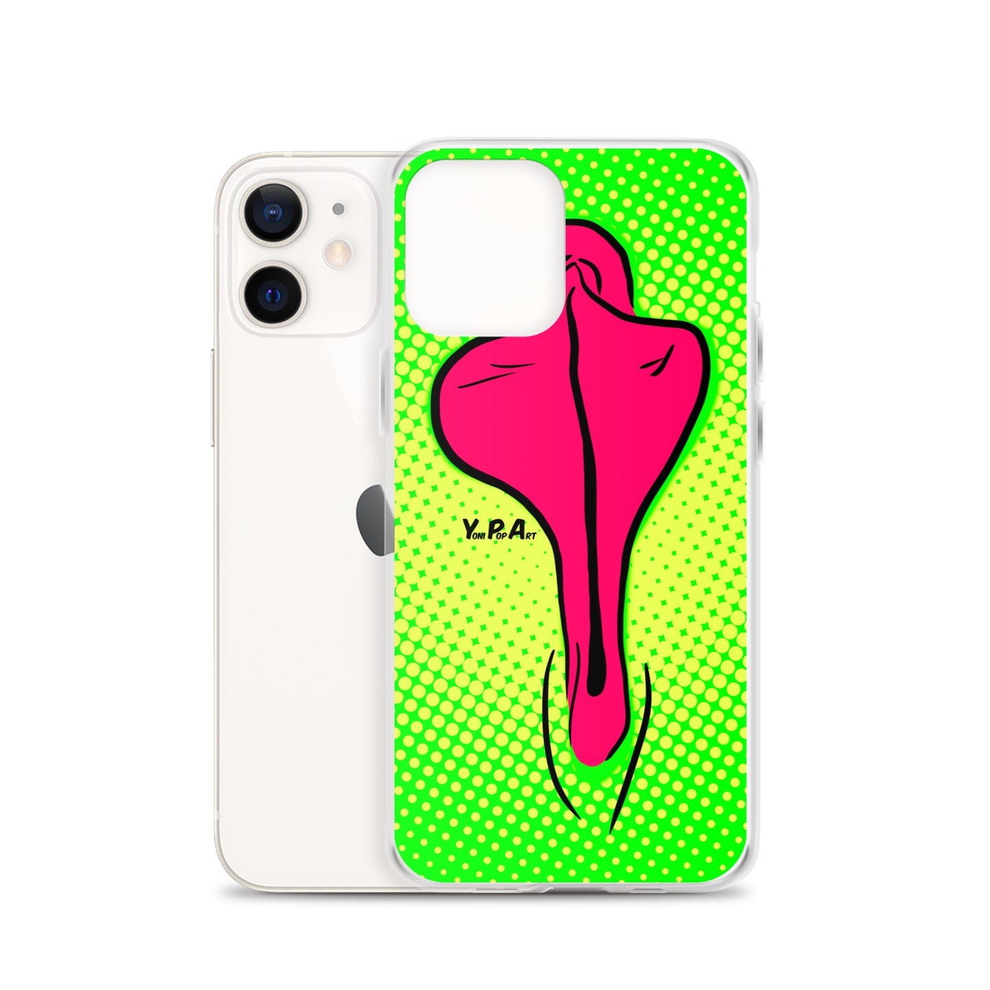 iPhone-Hülle YoniPopArt "pink flaps on green points"