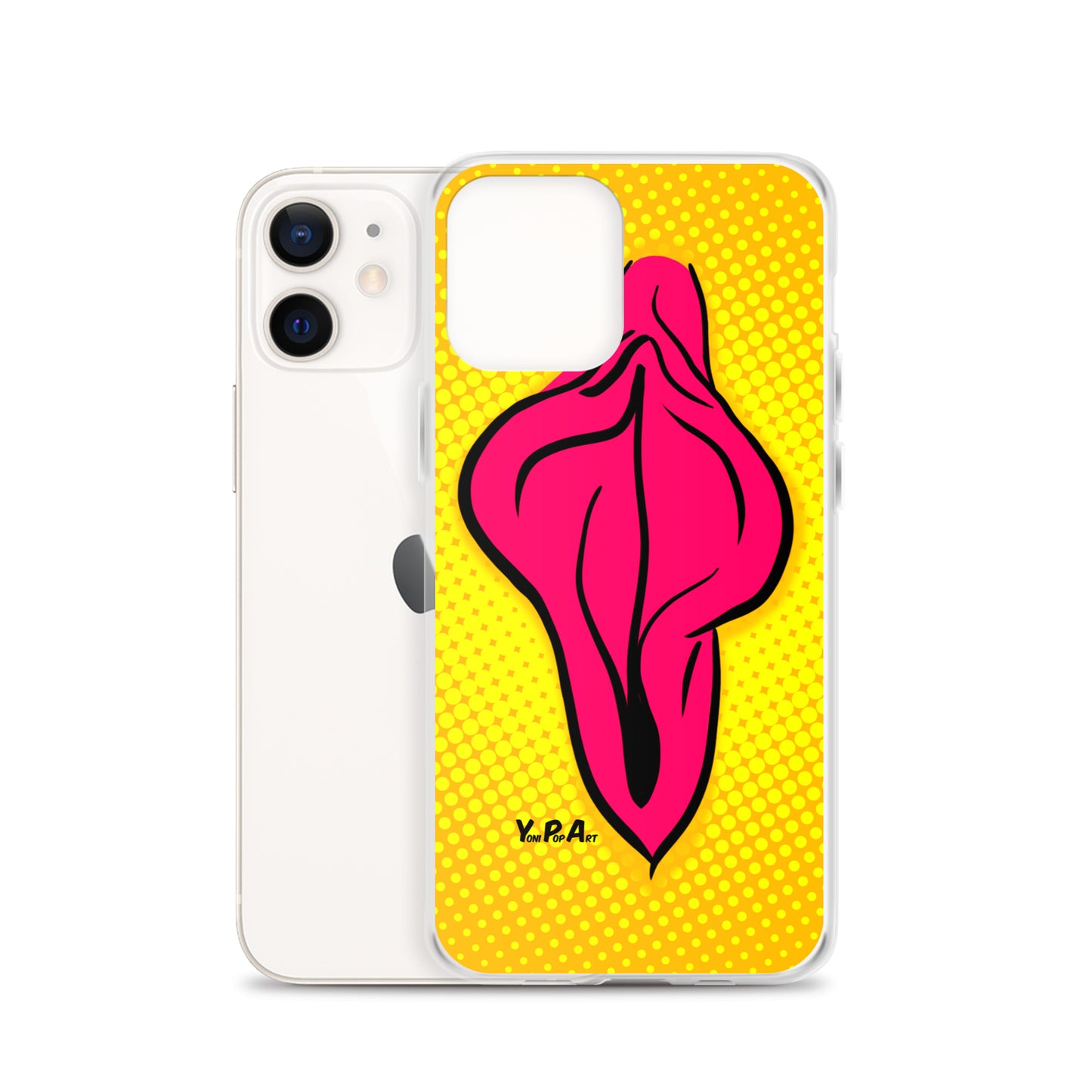 iPhone-Hülle YoniPopArt "pink flaps on yellow #2"