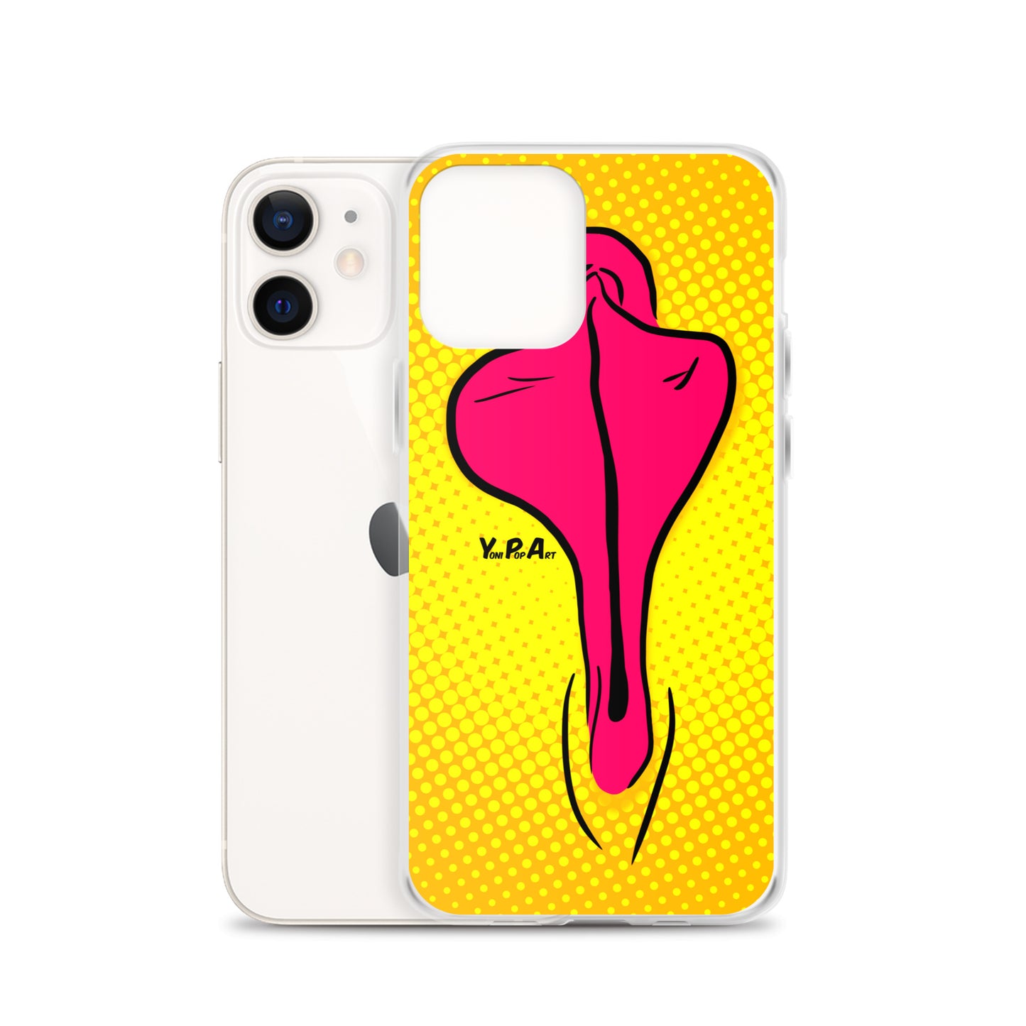 iPhone-Hülle YoniPopArt "pink flaps on yellow"