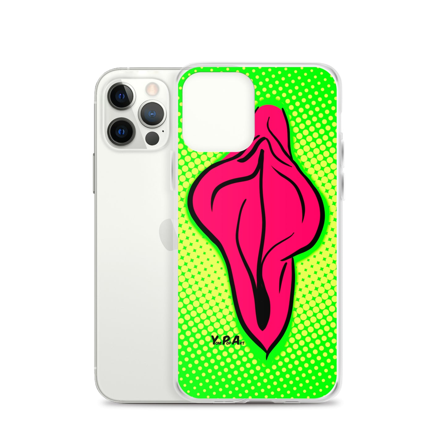 iPhone-Hülle YoniPopArt "pink flaps on green points #2"