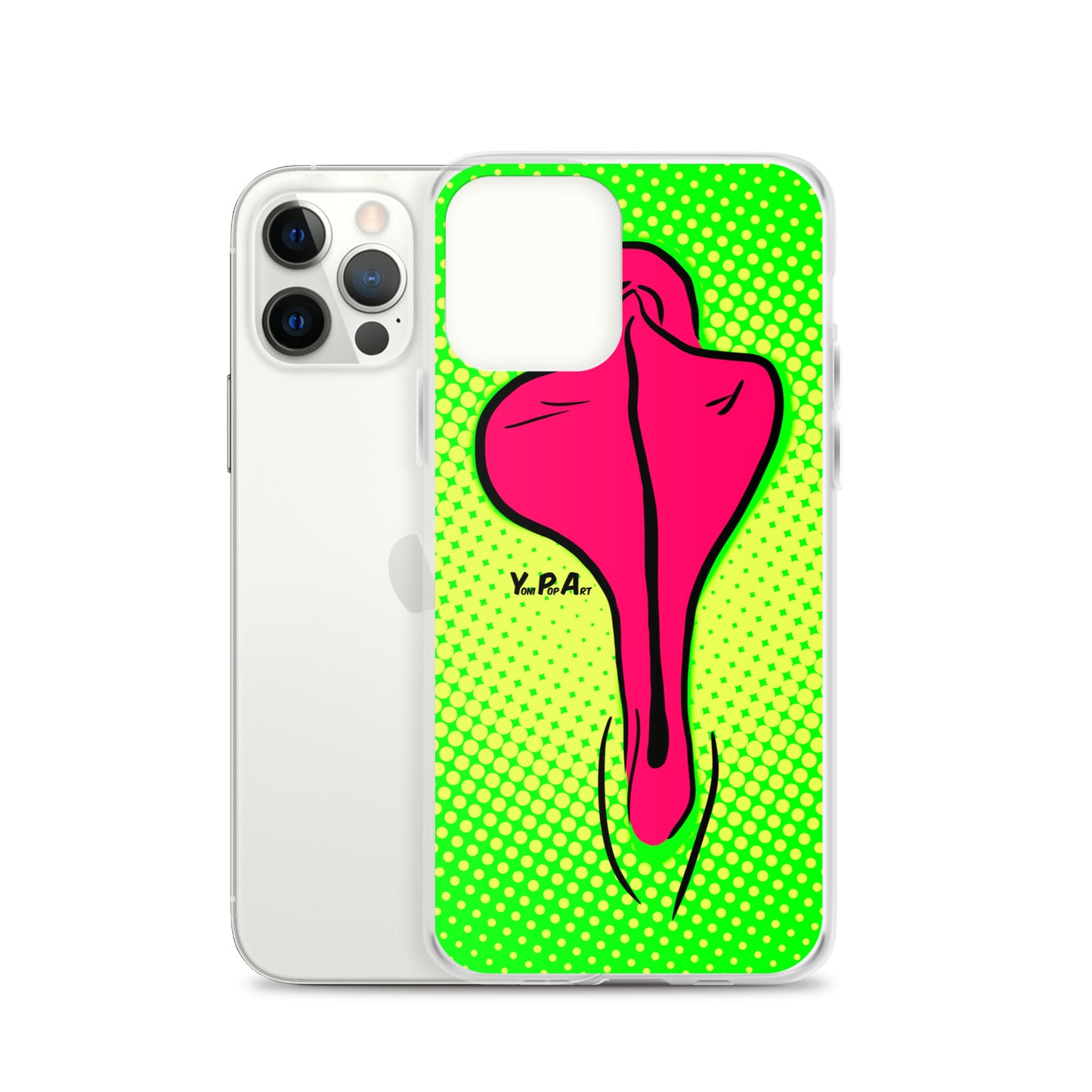 iPhone-Hülle YoniPopArt "pink flaps on green points"