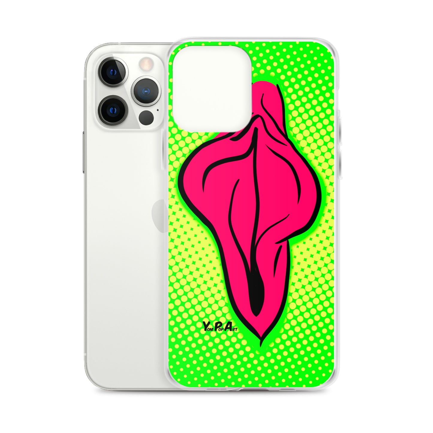 iPhone-Hülle YoniPopArt "pink flaps on green points #2"