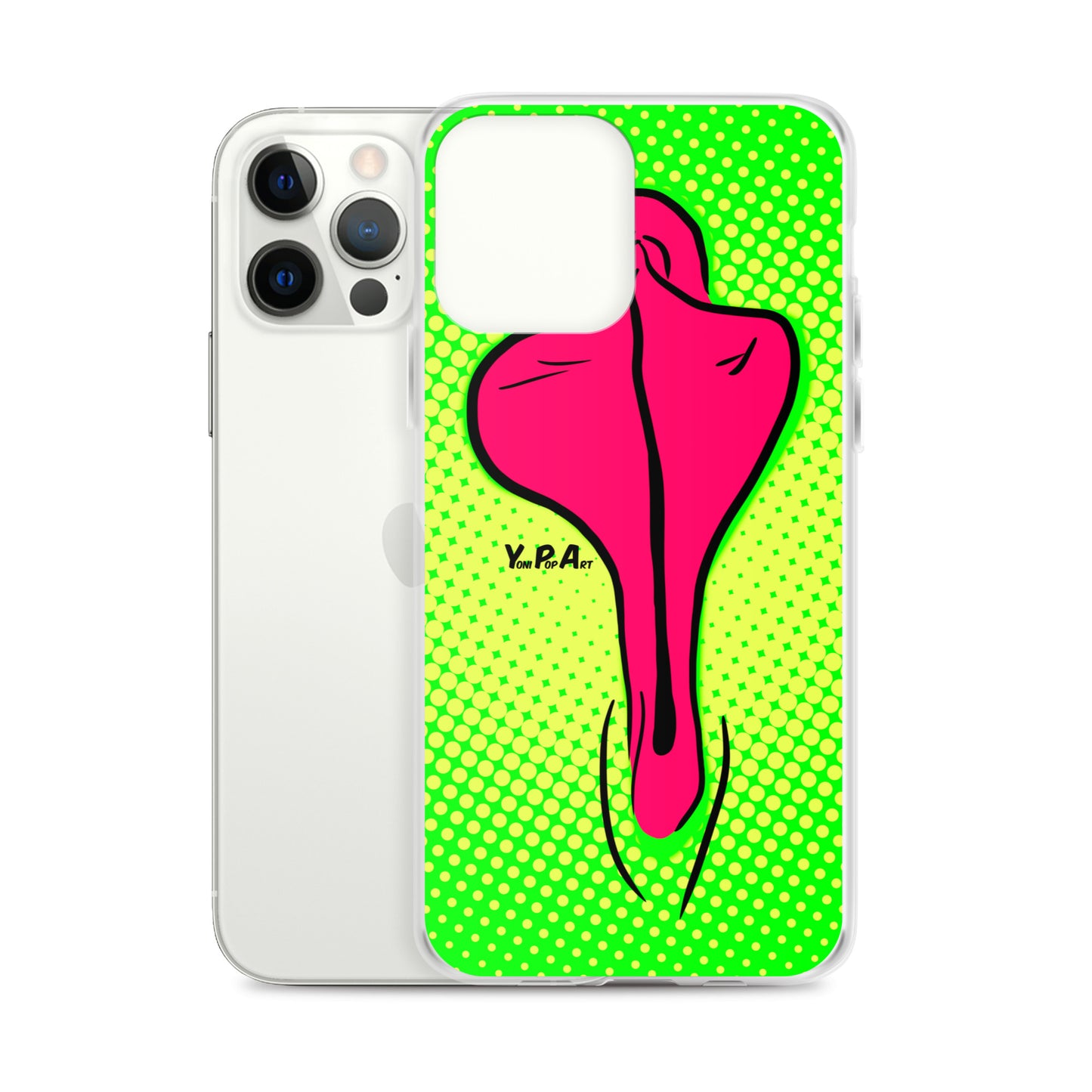 iPhone-Hülle YoniPopArt "pink flaps on green points"