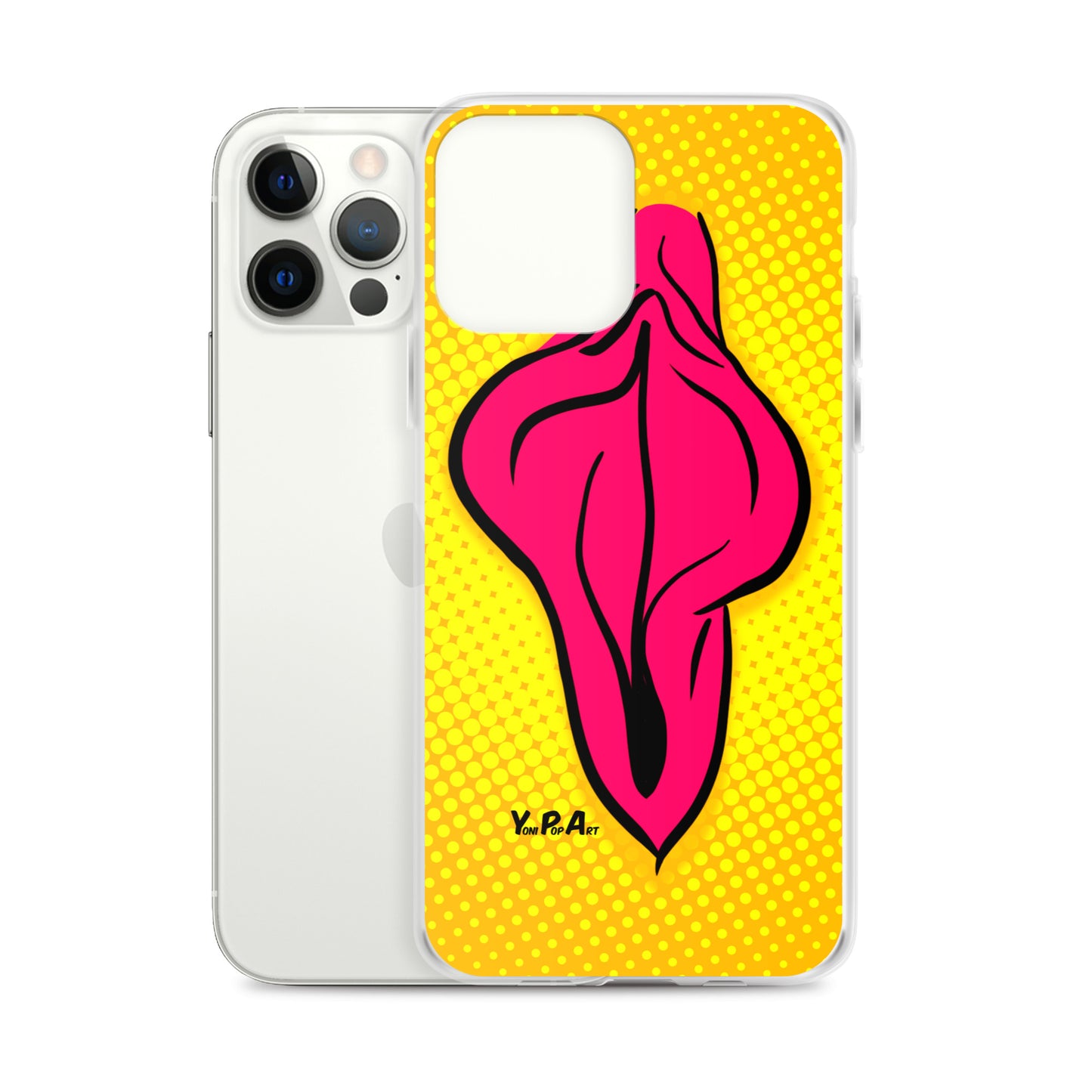 iPhone-Hülle YoniPopArt "pink flaps on yellow #2"