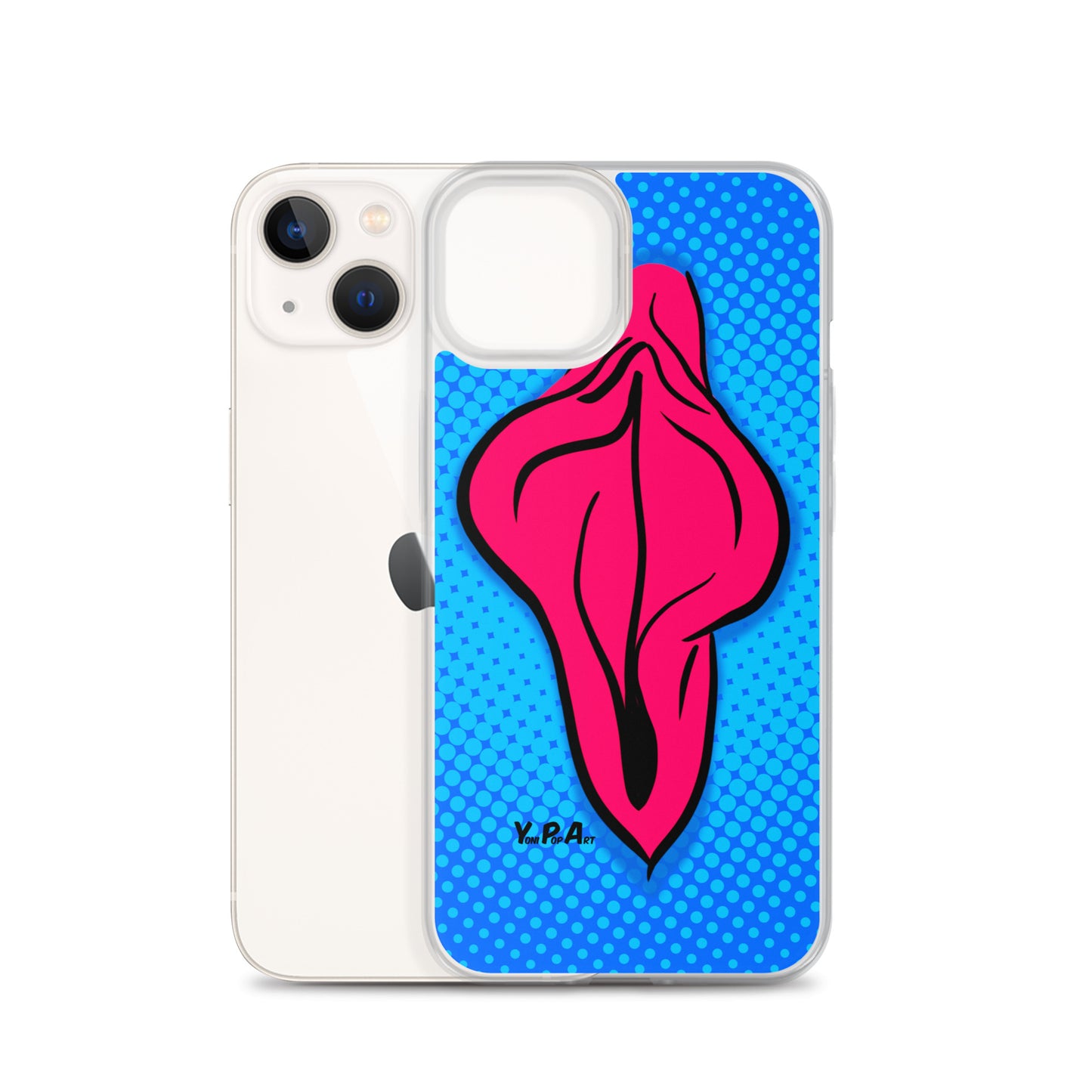 iPhone-Hülle YoniPopArt "pink flaps on blue points #2"