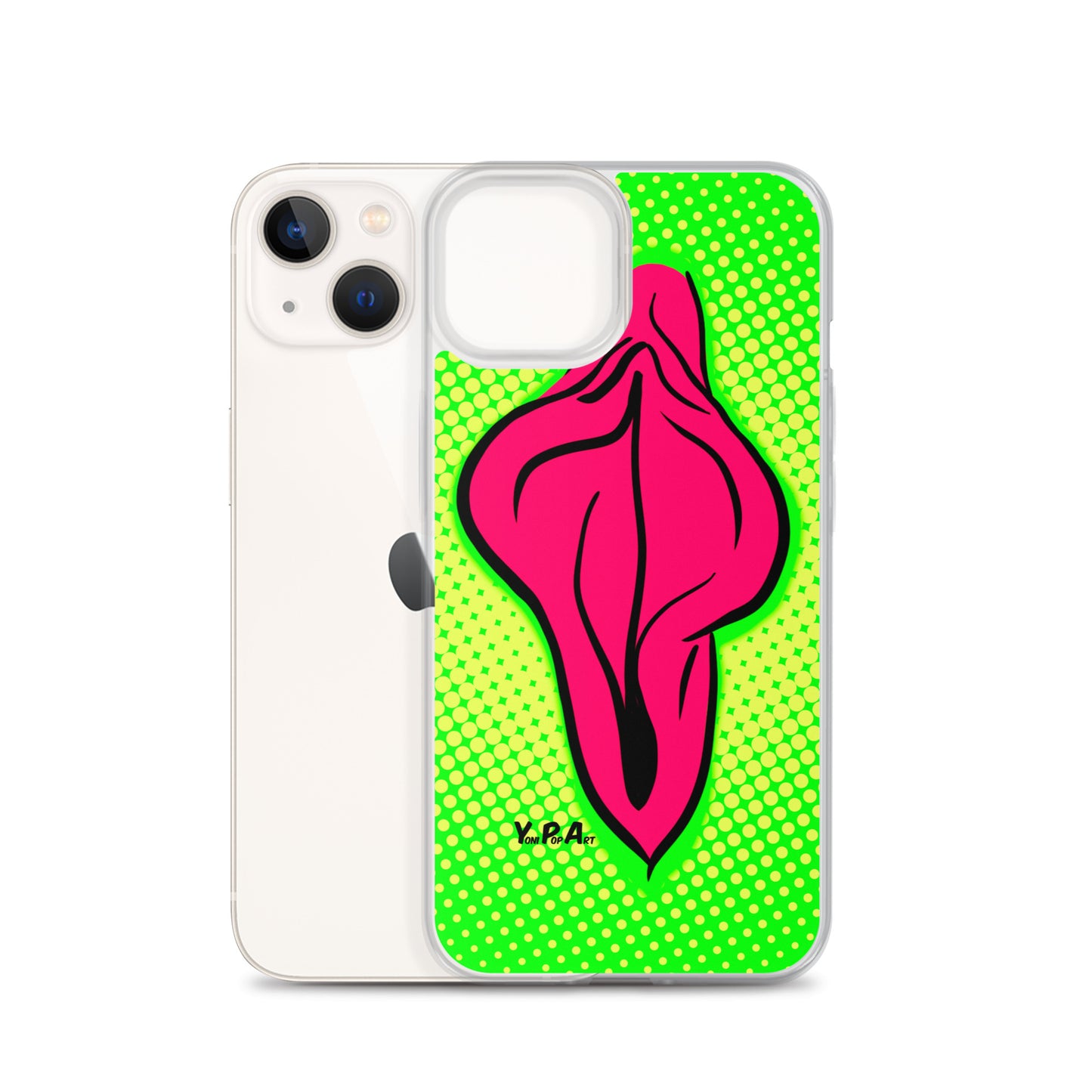 iPhone-Hülle YoniPopArt "pink flaps on green points #2"