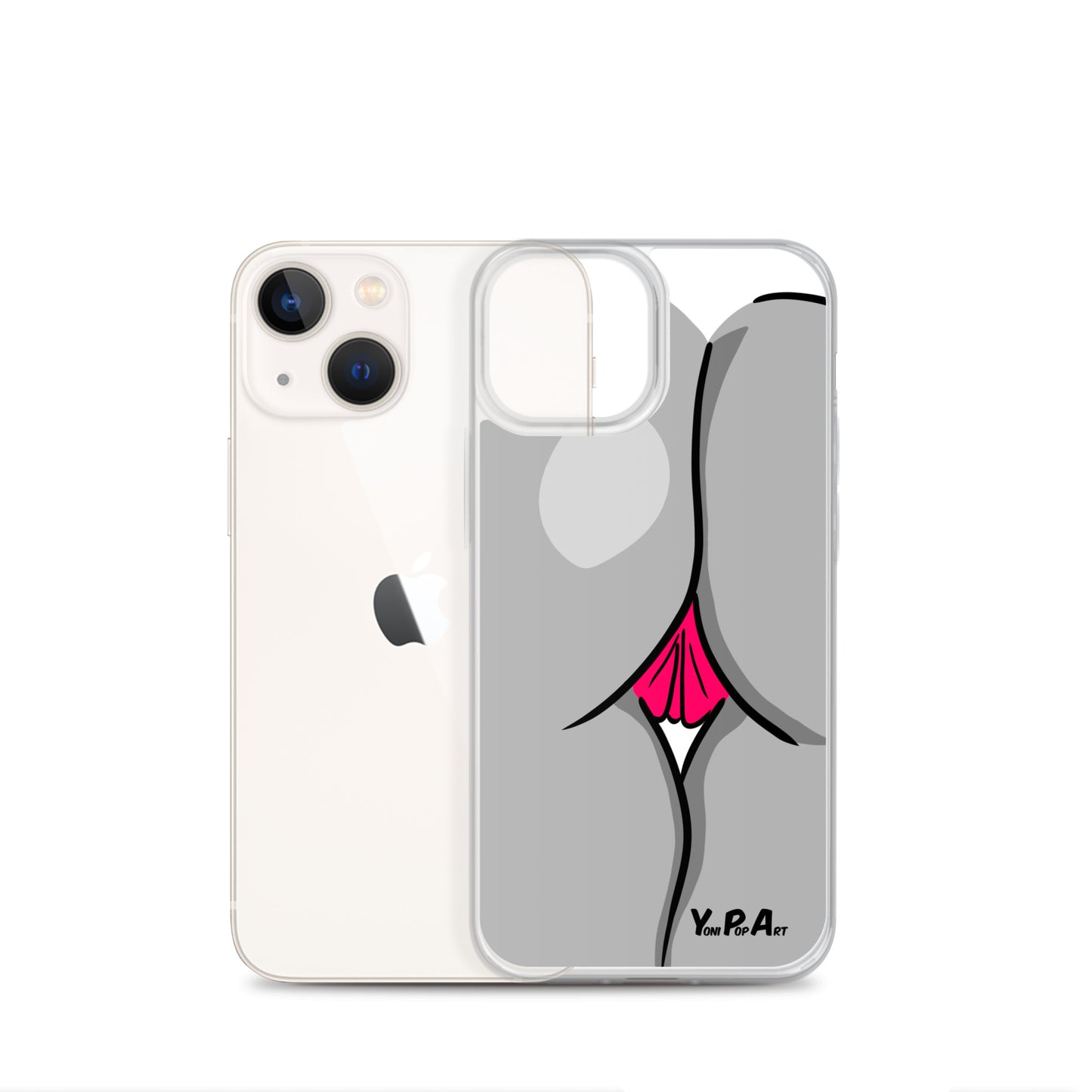 iPhone-Hülle YoniPopArt "Backside #1 in schwarz-weiss-pink"