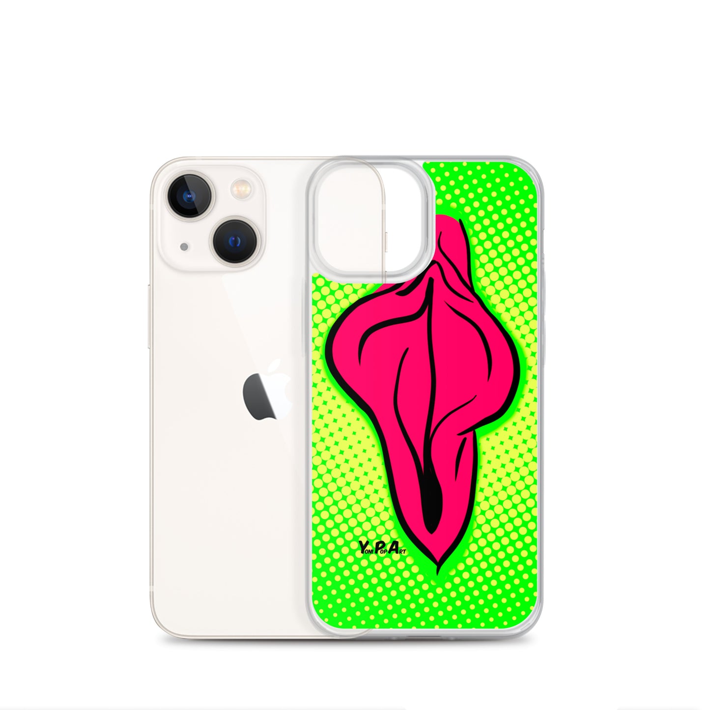 iPhone-Hülle YoniPopArt "pink flaps on green points #2"