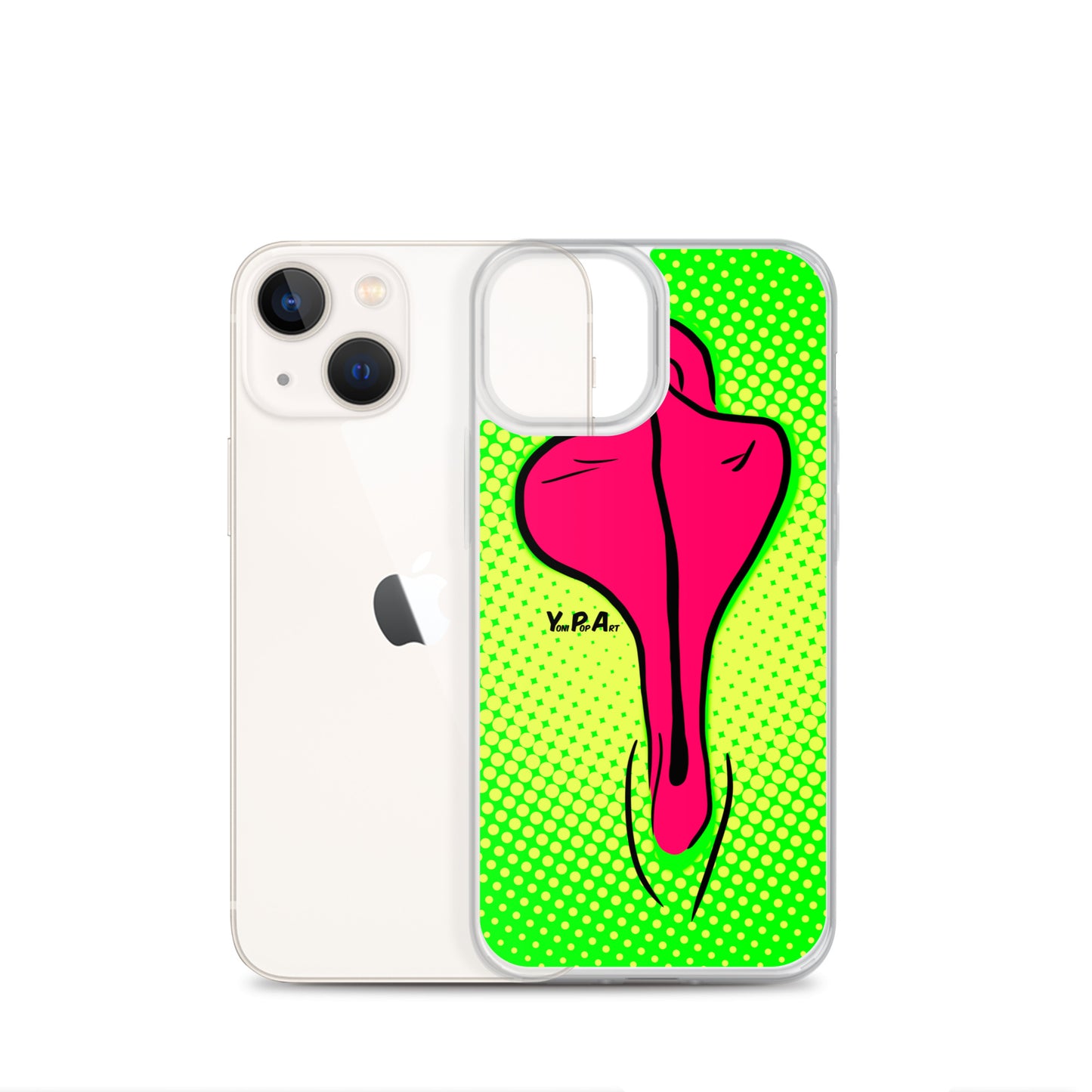 iPhone-Hülle YoniPopArt "pink flaps on green points"