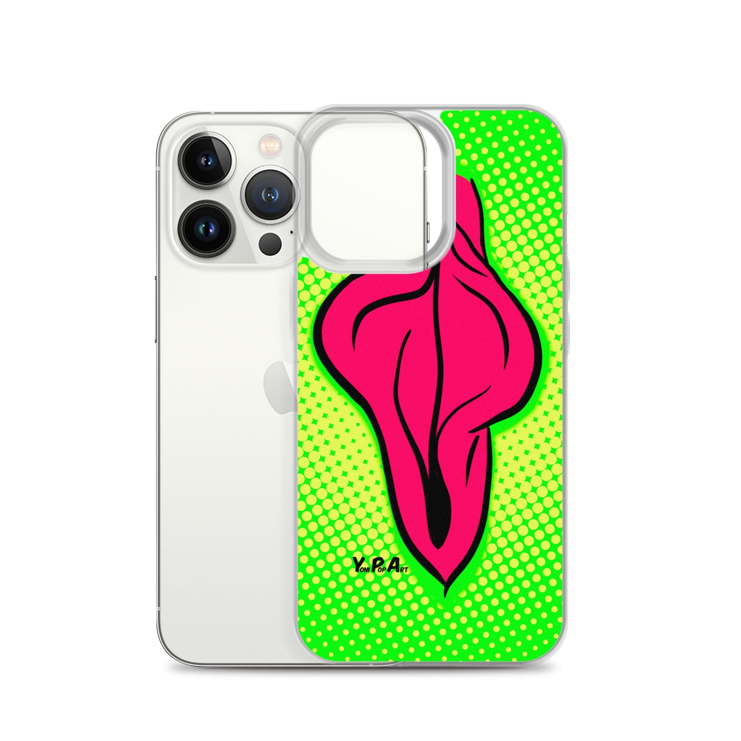 iPhone-Hülle YoniPopArt "pink flaps on green points #2"