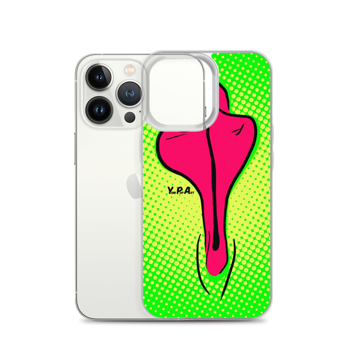 iPhone-Hülle YoniPopArt "pink flaps on green points"