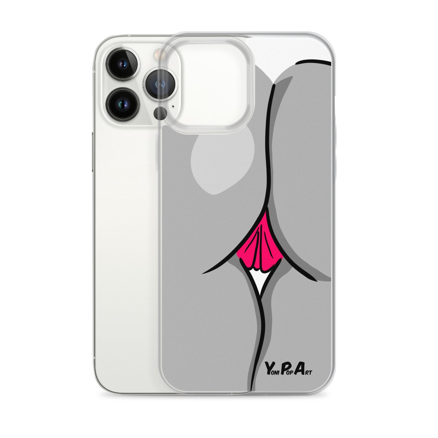iPhone-Hülle YoniPopArt "Backside #1 in schwarz-weiss-pink"