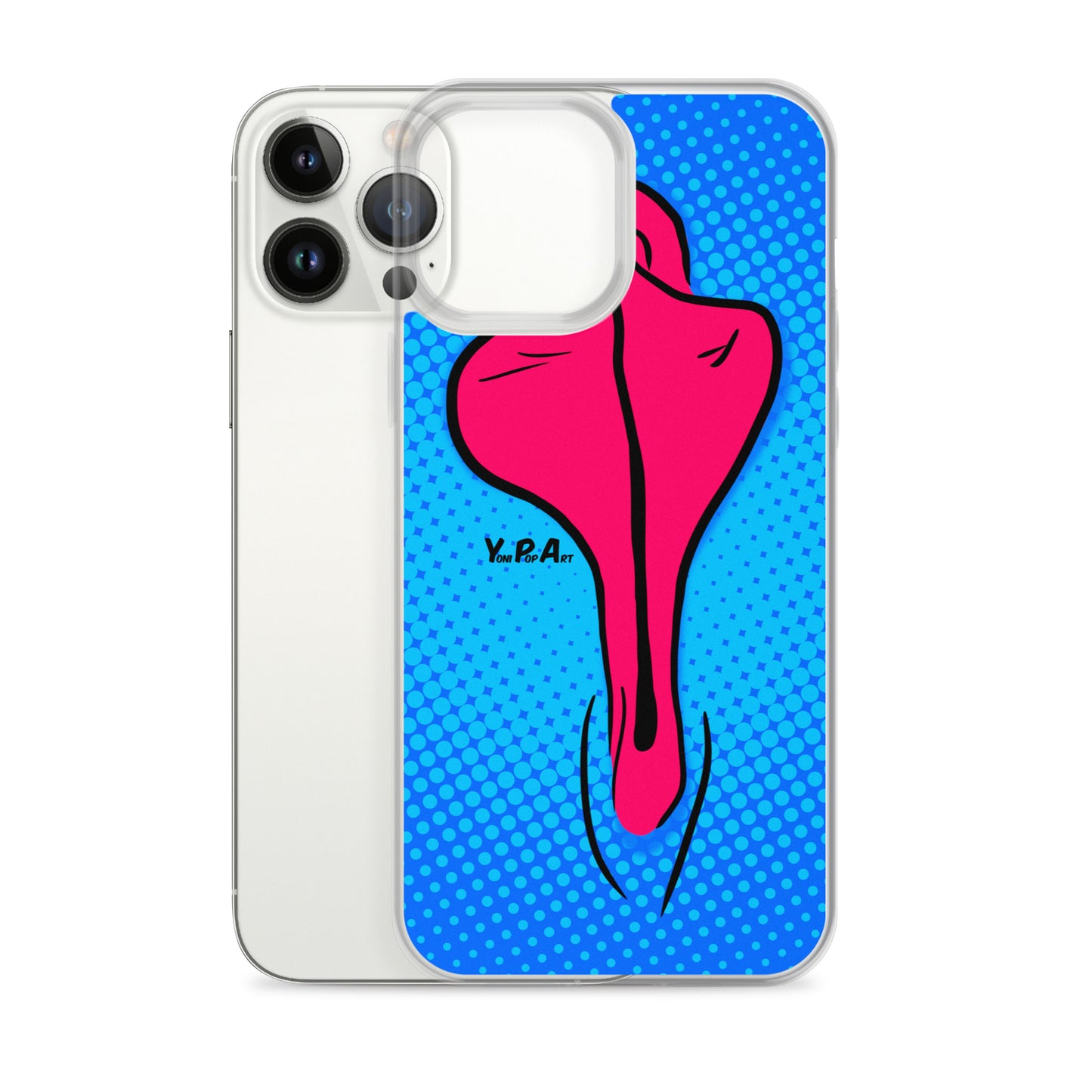 iPhone-Hülle YoniPopArt "pink flaps on blue points"