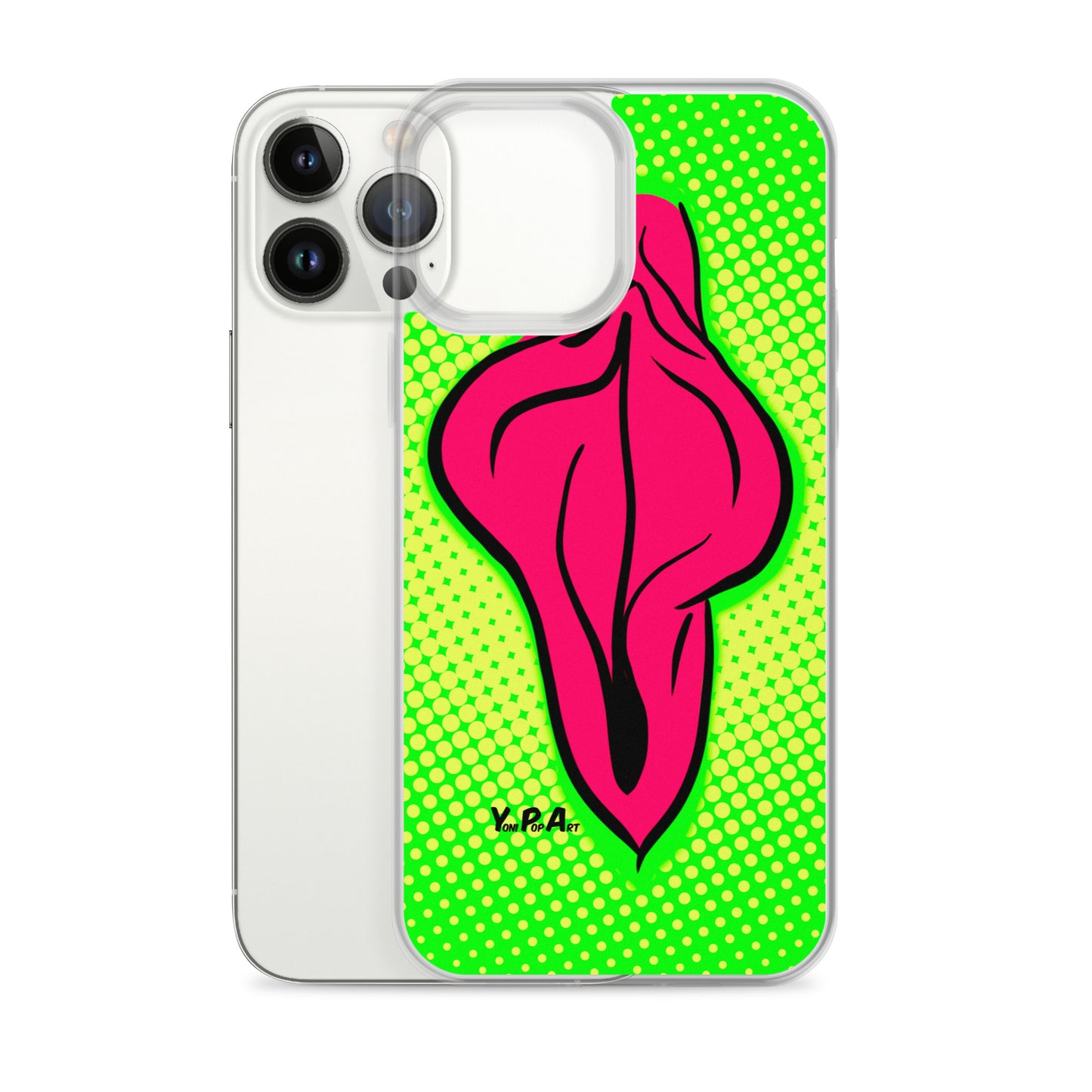 iPhone-Hülle YoniPopArt "pink flaps on green points #2"