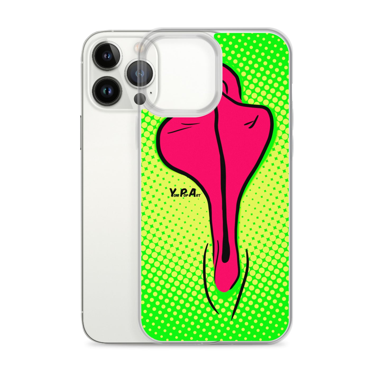 iPhone-Hülle YoniPopArt "pink flaps on green points"