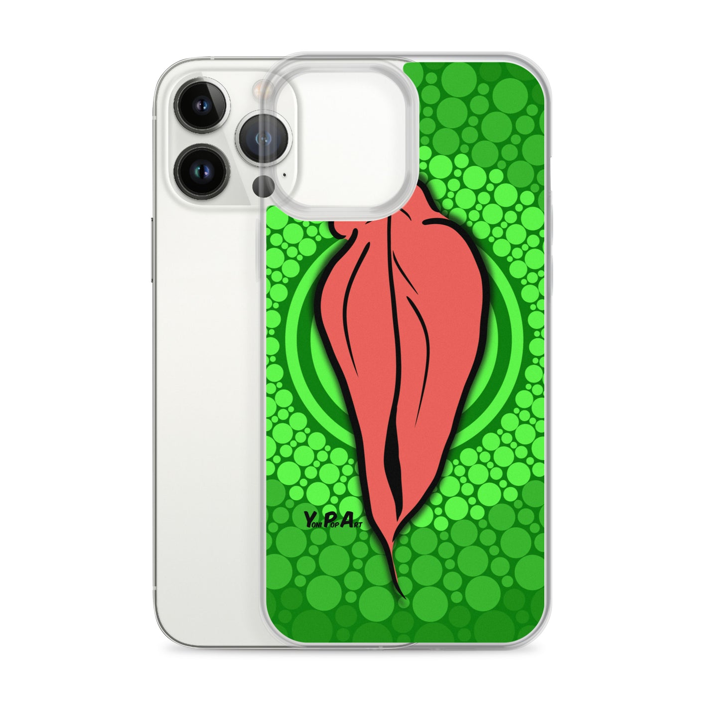 iPhone-Hülle YoniPopArt "pink flaps on green points #3"