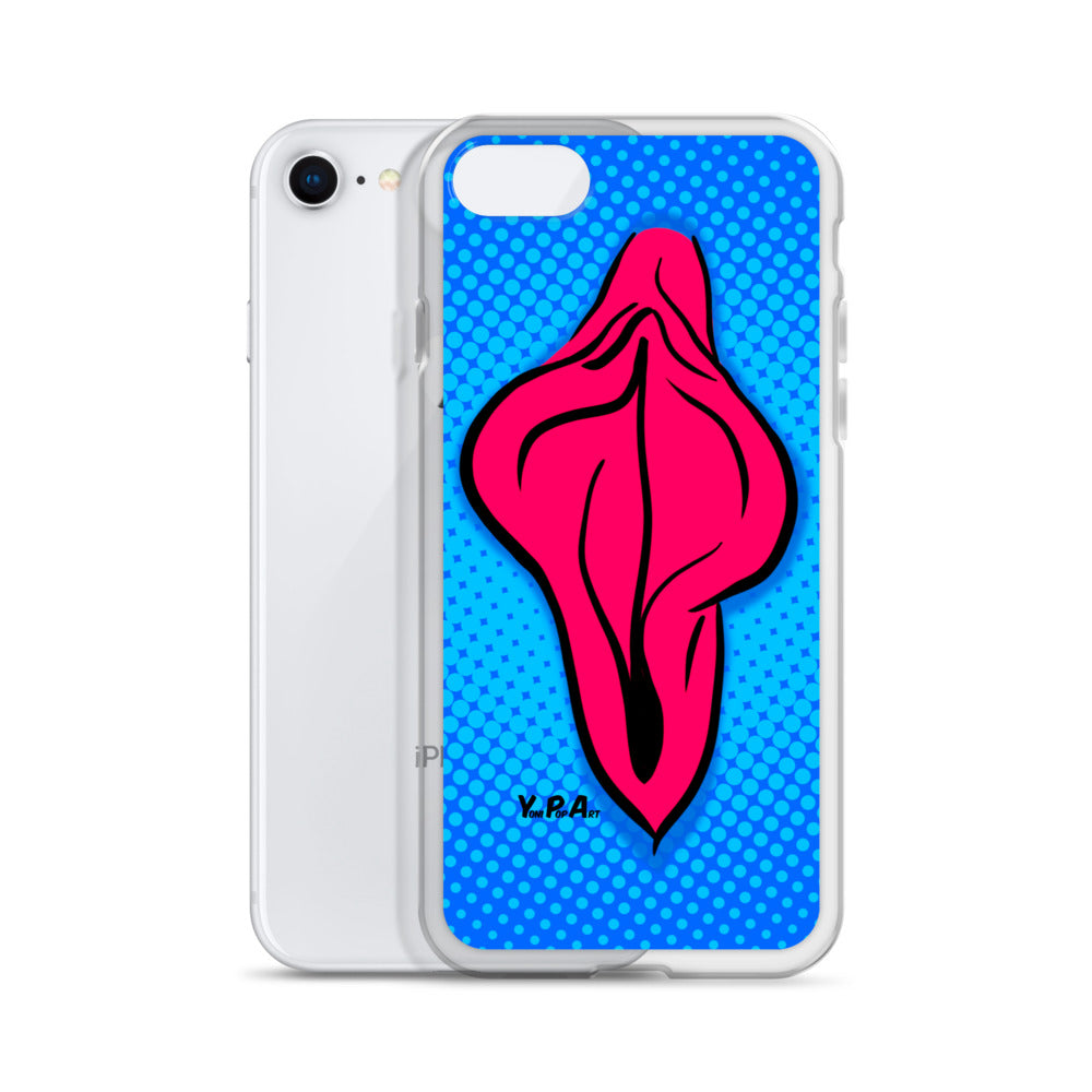 iPhone-Hülle YoniPopArt "pink flaps on blue points #2"