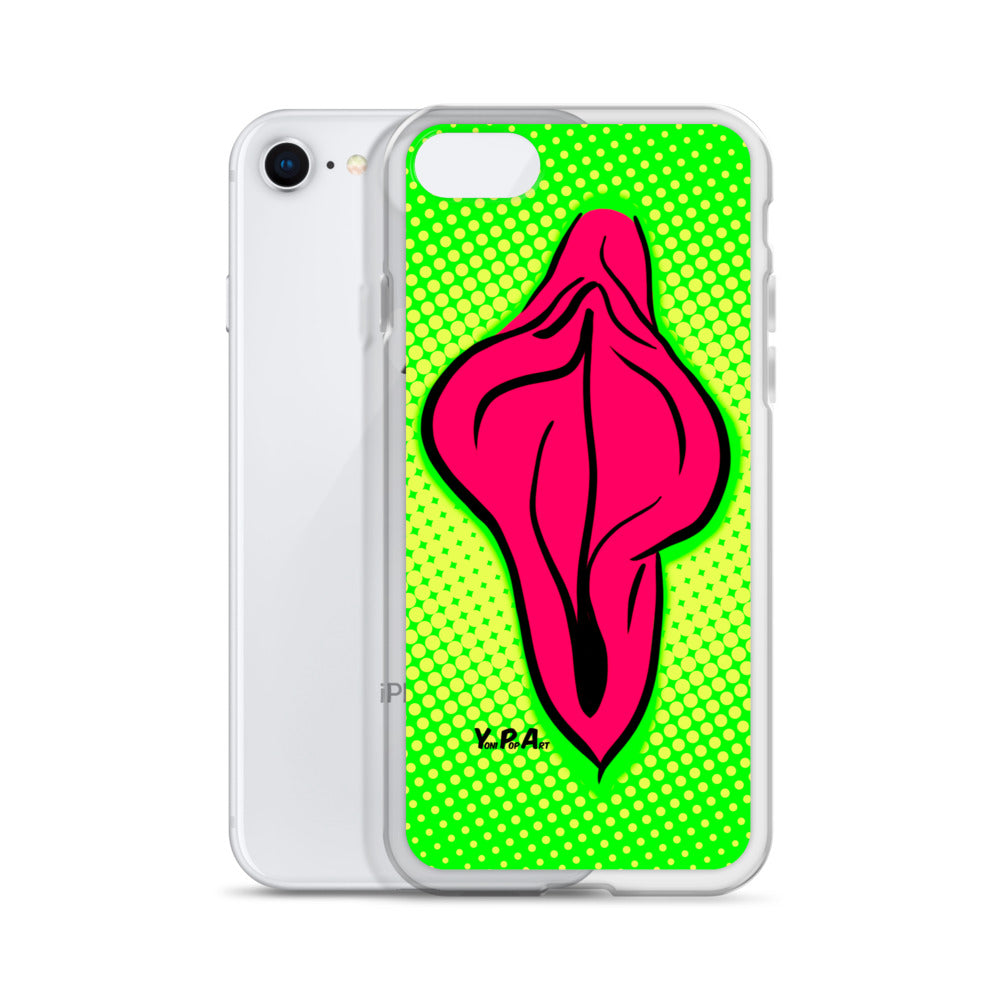 iPhone-Hülle YoniPopArt "pink flaps on green points #2"