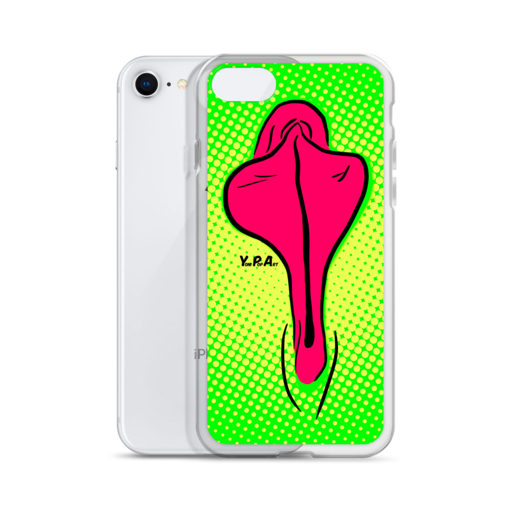 iPhone-Hülle YoniPopArt "pink flaps on green points"